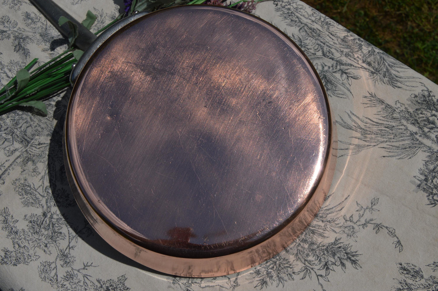 Antique Copper Saute Pan 1.5mm Rim 2mm Base 20cm 8 Inch French Professional Pot Iron Handle New Hand Wiped Tin Totally Refurbished Sauté