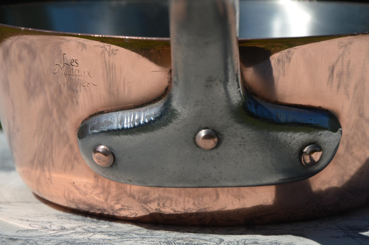 Copper Pan Metaux Ouvres 2.2mm Made in France French Nickel Lined Pan Copper Fry Sauteuse Evasee Cast Iron Handle Steel Rivets