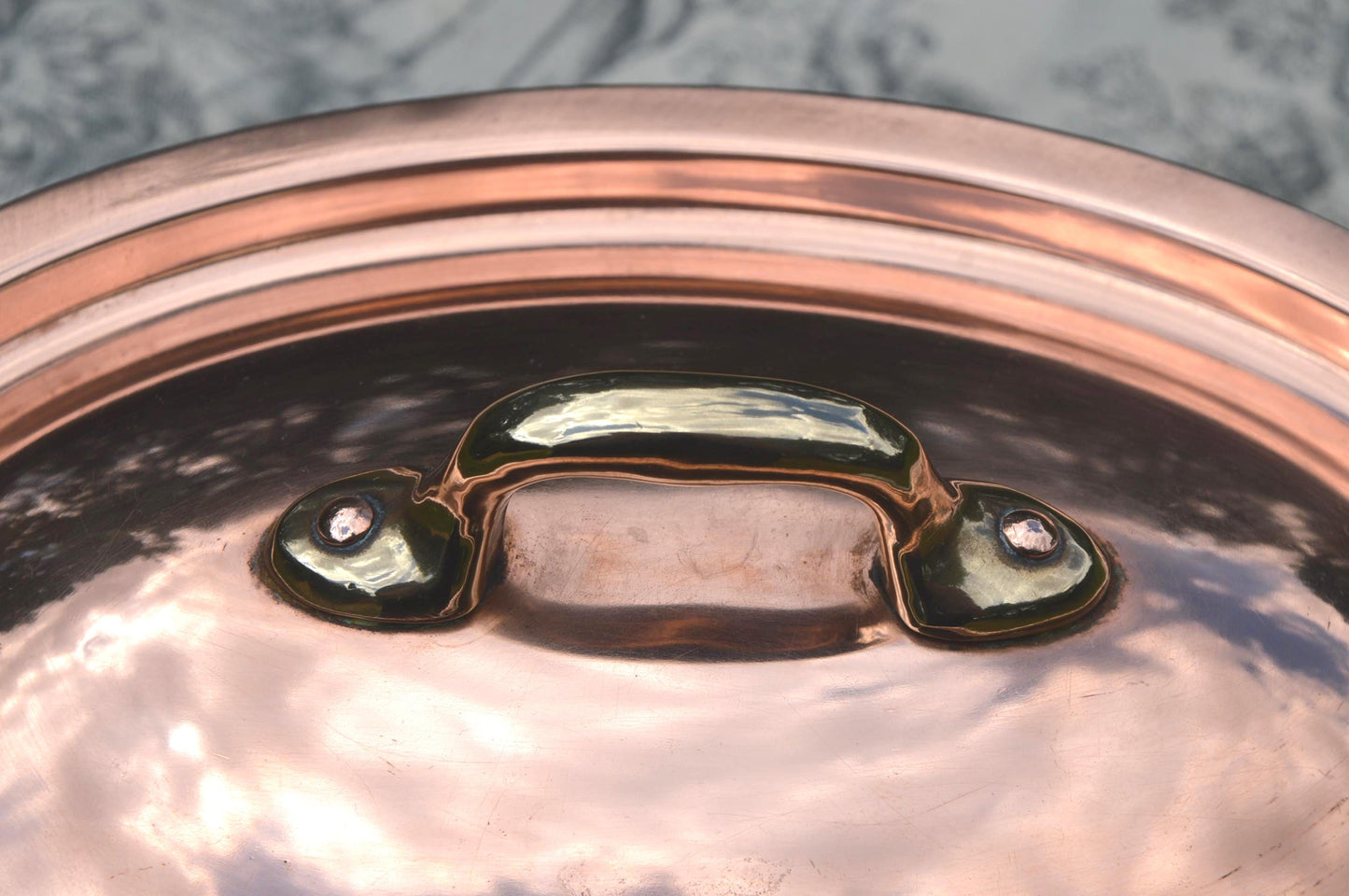 Vintage French Copper Casserole Pan Pot Dutch Oven Lid New Hand Wiped Tin Cocotte Faitout 1.8mm Oval 20cm 8" Made In France Villedieu Made