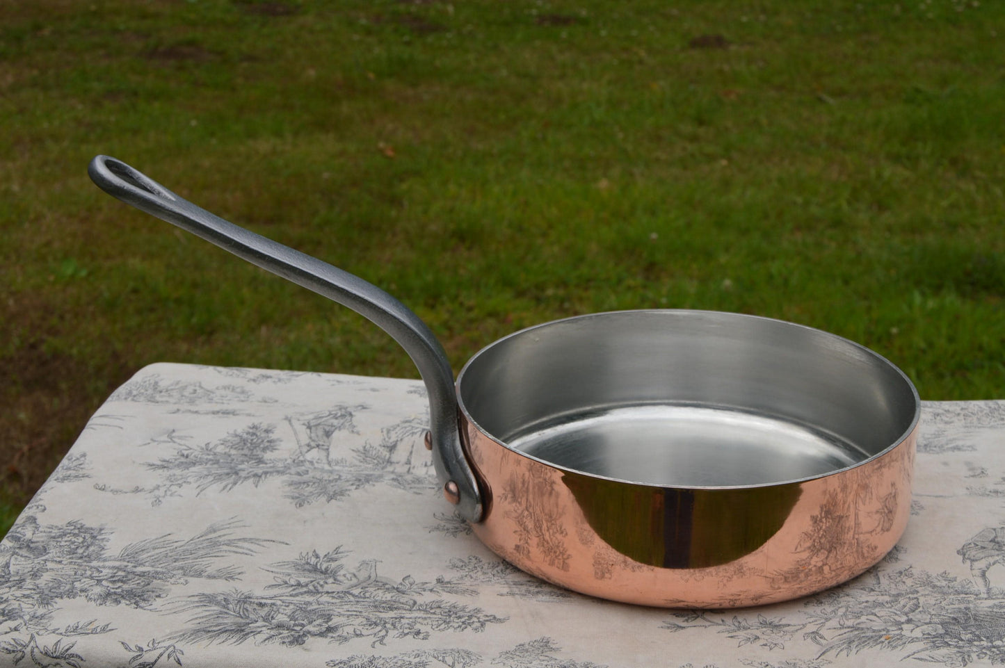 2.7mm Copper Pan 24cm 9 1/2" New Hand Wiped Tin Superb Vintage Sauté French Copper Professional Pan 2.7mm Saute Professional Classic Fry