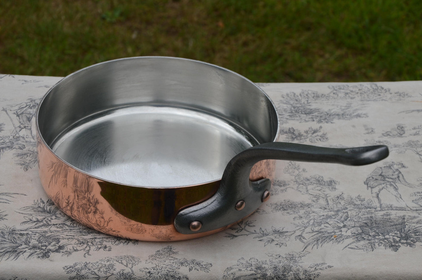 2.7mm Copper Pan 24cm 9 1/2" New Hand Wiped Tin Superb Vintage Sauté French Copper Professional Pan 2.7mm Saute Professional Classic Fry