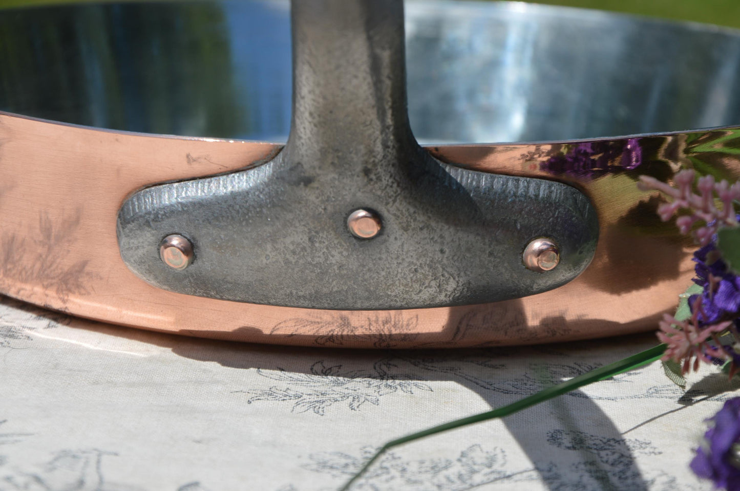 Antique Copper Saute Pan 1.5mm Rim 2mm Base 20cm 8 Inch French Professional Pot Iron Handle New Hand Wiped Tin Totally Refurbished Sauté