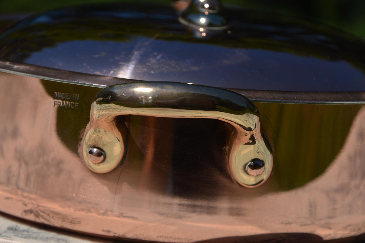 Baby Copper Rondeau 20cm 8" Plat à Sauter à Deux Poignée New Tin Villedieu Made Vintage Copper Pot Domestic Rondeau Lid 1.8mm Round 20cm 8"