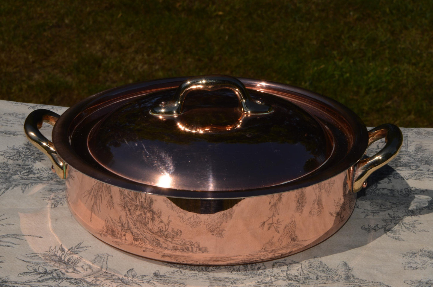 Baby Copper Rondeau 20cm 8" Plat à Sauter à Deux Poignée New Tin Villedieu Made Vintage Copper Pot Domestic Rondeau Lid 1.8mm Round 20cm 8"