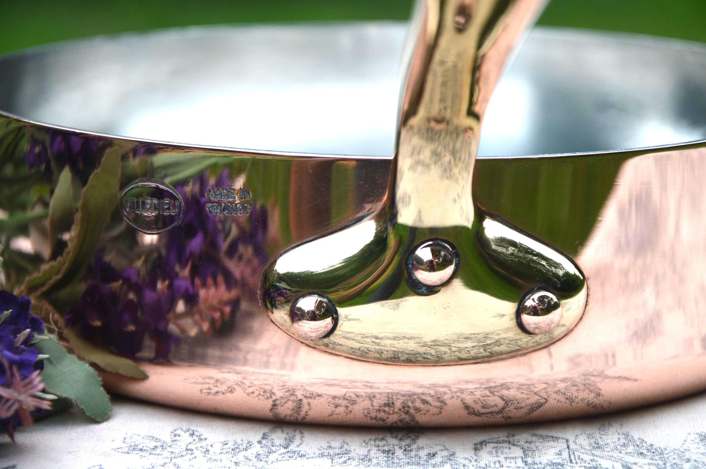 Vintage French Copper Saute: Villedieu Les Poeles, Bronze Handle, Re-Tinned