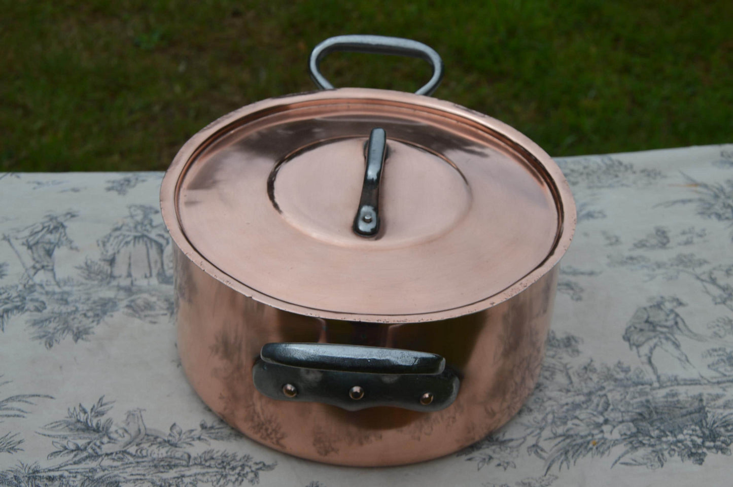 Copper Pan Fabrication Francaise 2.3mm Made in France 22cm Round Marmite Faitout Casserole Cocotte a Poulet Ronde Large Dutch Oven
