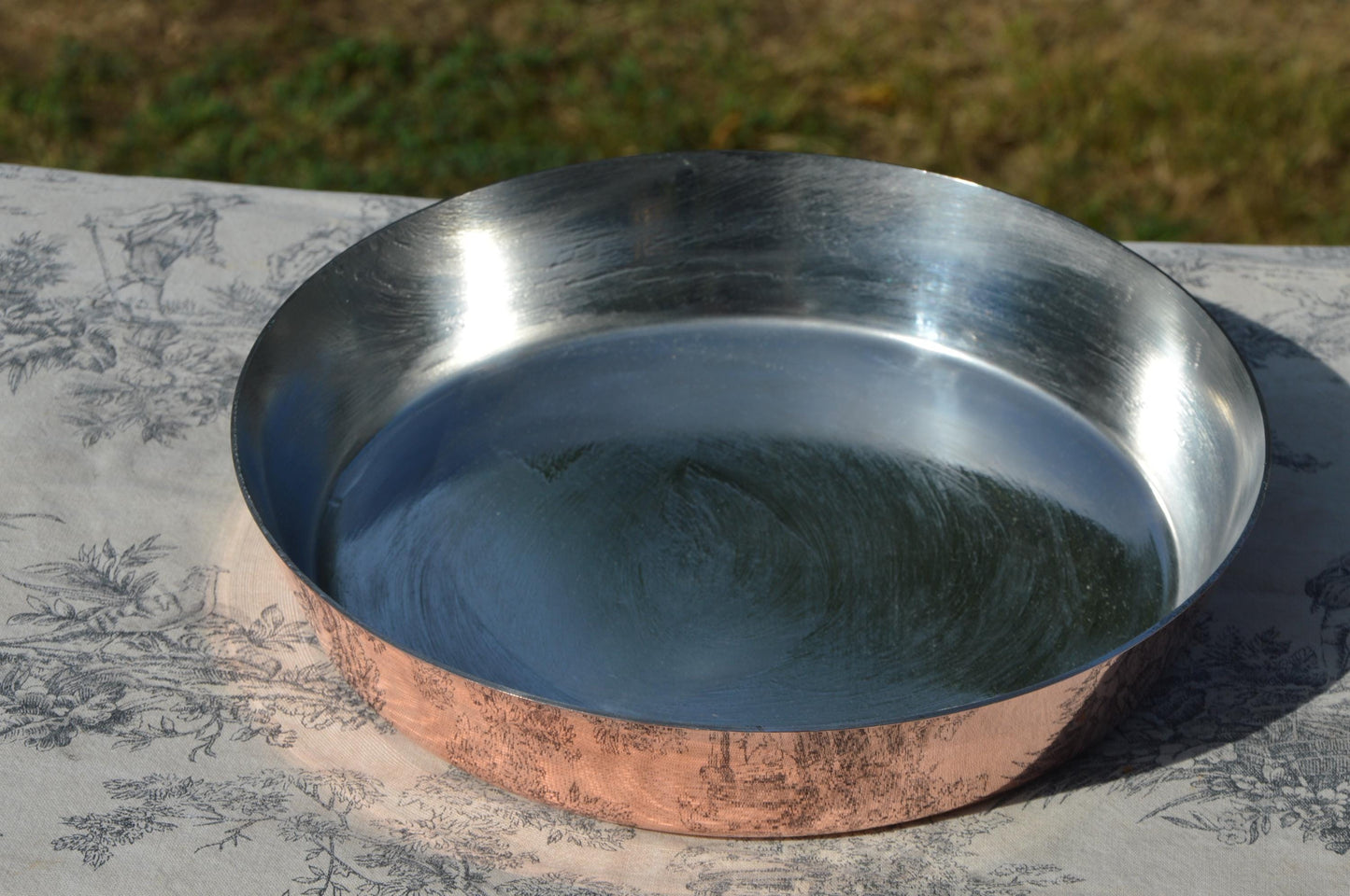 Vintage Mauviel Made in France Tarte Tatin 2mm Copper Round Pie Dish Tart New Hand Wiped Tin Quiche Gratin Pie Roasting Pan French 28cm 11"