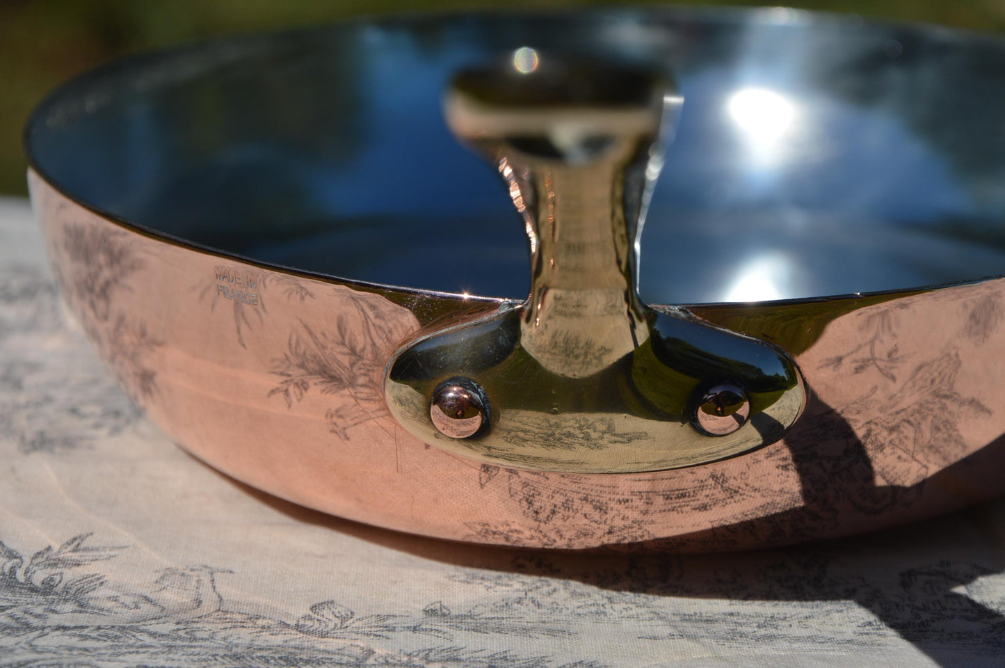 French Copper Skillet 1.4mm Rim 2mm Base Frying Fish Saute Pan Made in France Cooking Kitchen New Tin Lined Fry 35cm 14" Professional