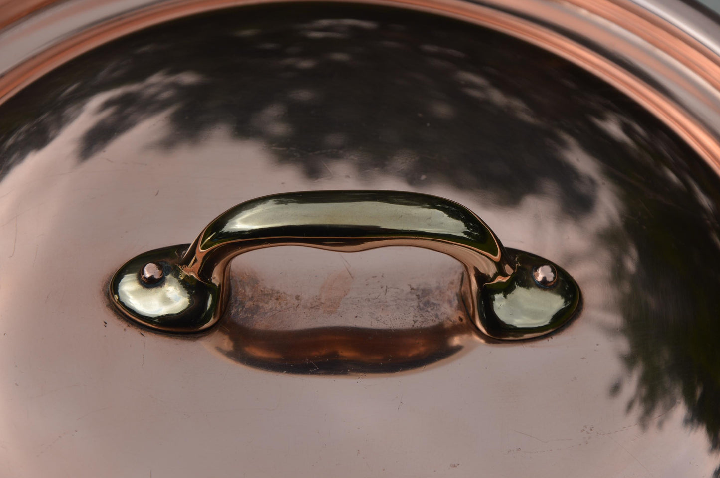 Vintage Saute Pan New Tin Villedieu 1.6mm French Copper Pan 24cm 9 1/2" Professional Saute Bronze Handles Lid Quality New Villedieu Tin