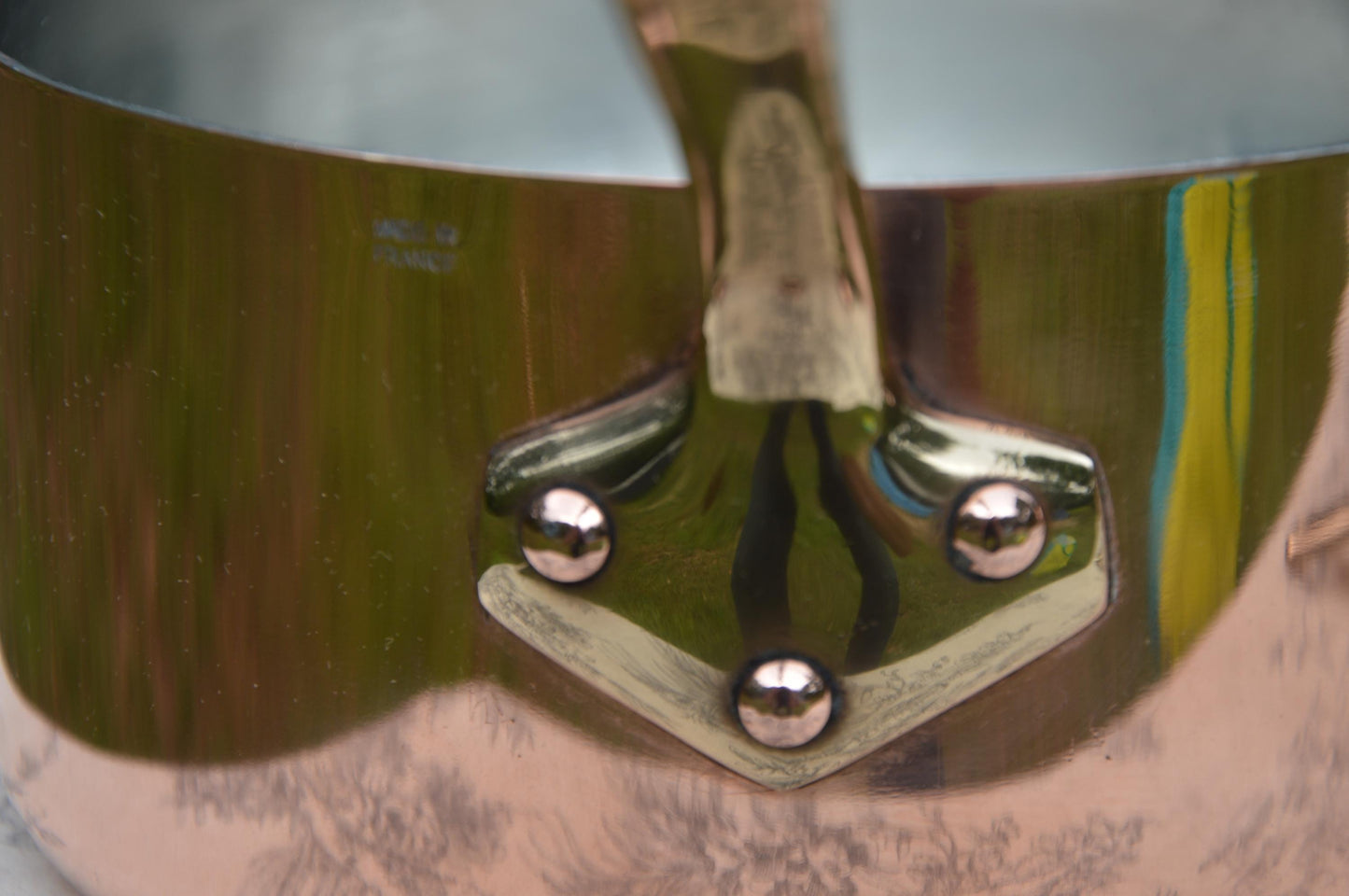 Vintage French Copper Pan Set: Villedieu, Bronze Handles, Made in France