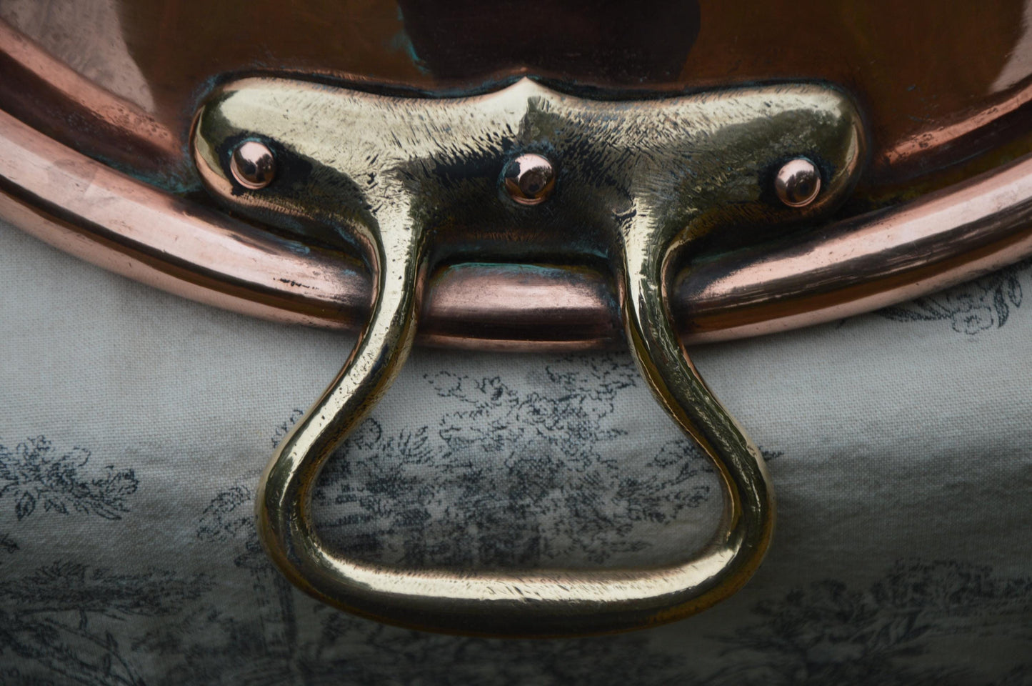 Antique Copper Pan Jam Pan Preserve French Vintage Confiture Pan Cast Bronze Handles 37cm 14 1/2" 3 Kilos Timeworn Superb Hand Made Pot