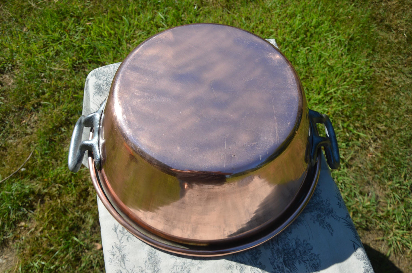 Massive Jam Pan Vintage Copper Professional French Jelly Pan Ecumoire 40cm Rolled Top 3.97 kilos 8 lbs 12 oz Copper Cast Iron Handles