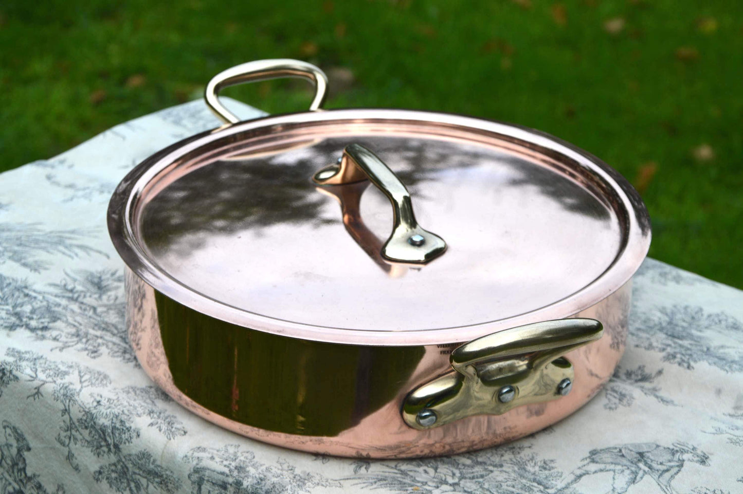 Rondeau French Vintage 3.5mm Copper Factory Nickel 28cm Rondeau Pot Faitout Good Size Saute Pan Villedieu France Stamped