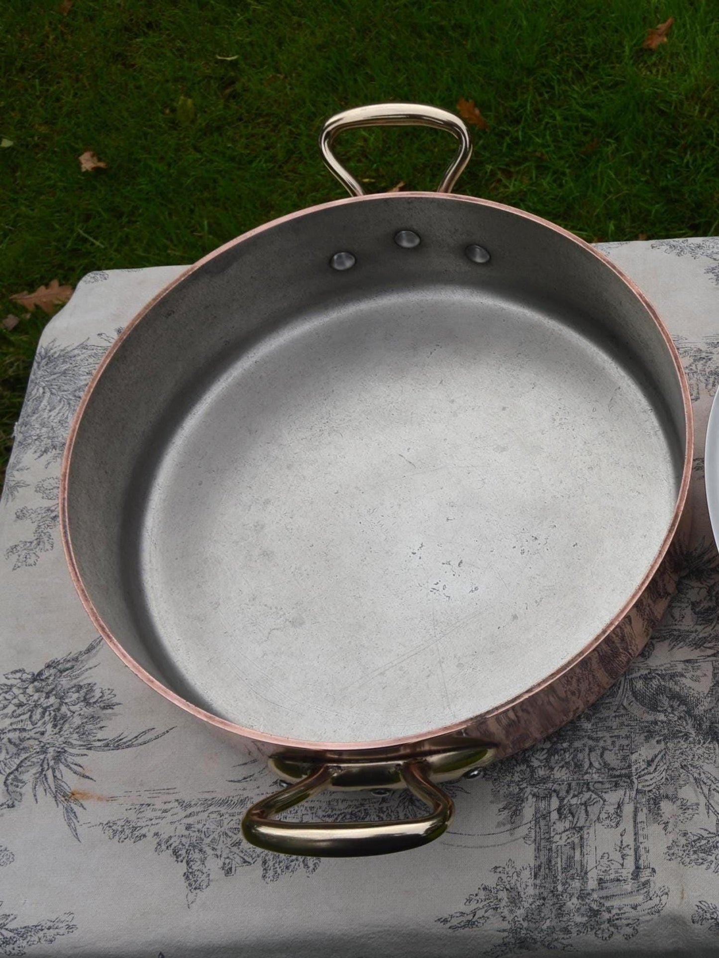 Rondeau French Vintage 3.5mm Copper Factory Nickel 28cm Rondeau Pot Faitout Good Size Saute Pan Villedieu France Stamped