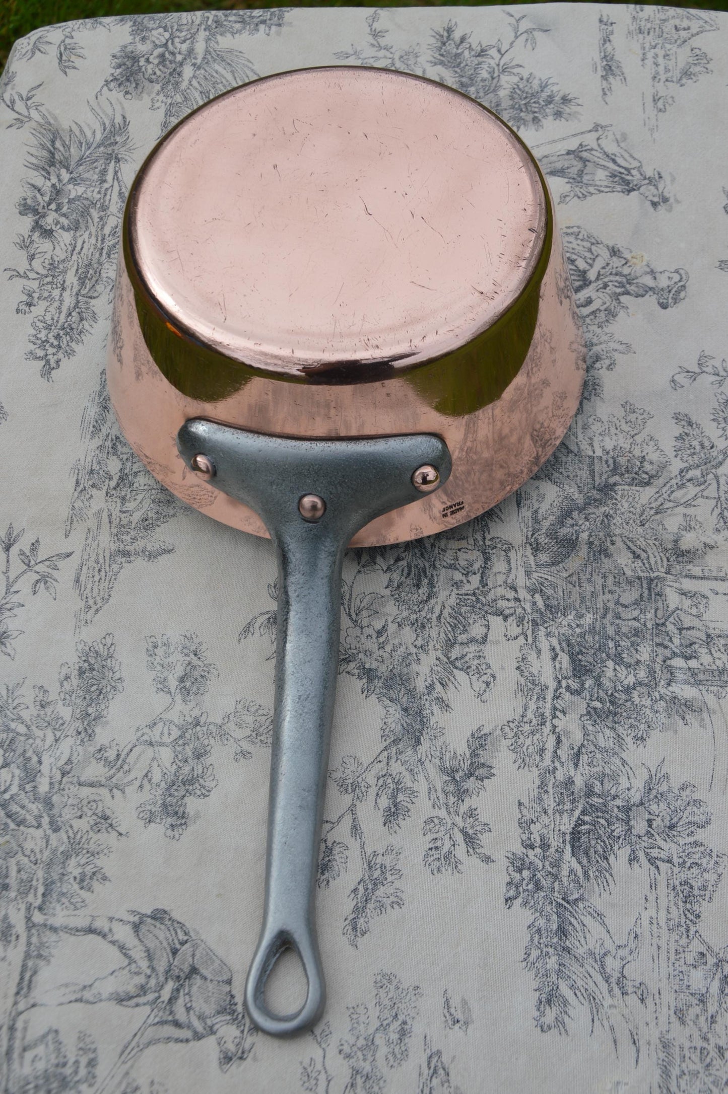 French Copper 2.5mm Sauteuse Evasee Pan Windsor New Bill Cox Hand Wiped Tin Vintage Professional Windsor 8" 20cm Stamped Made in France