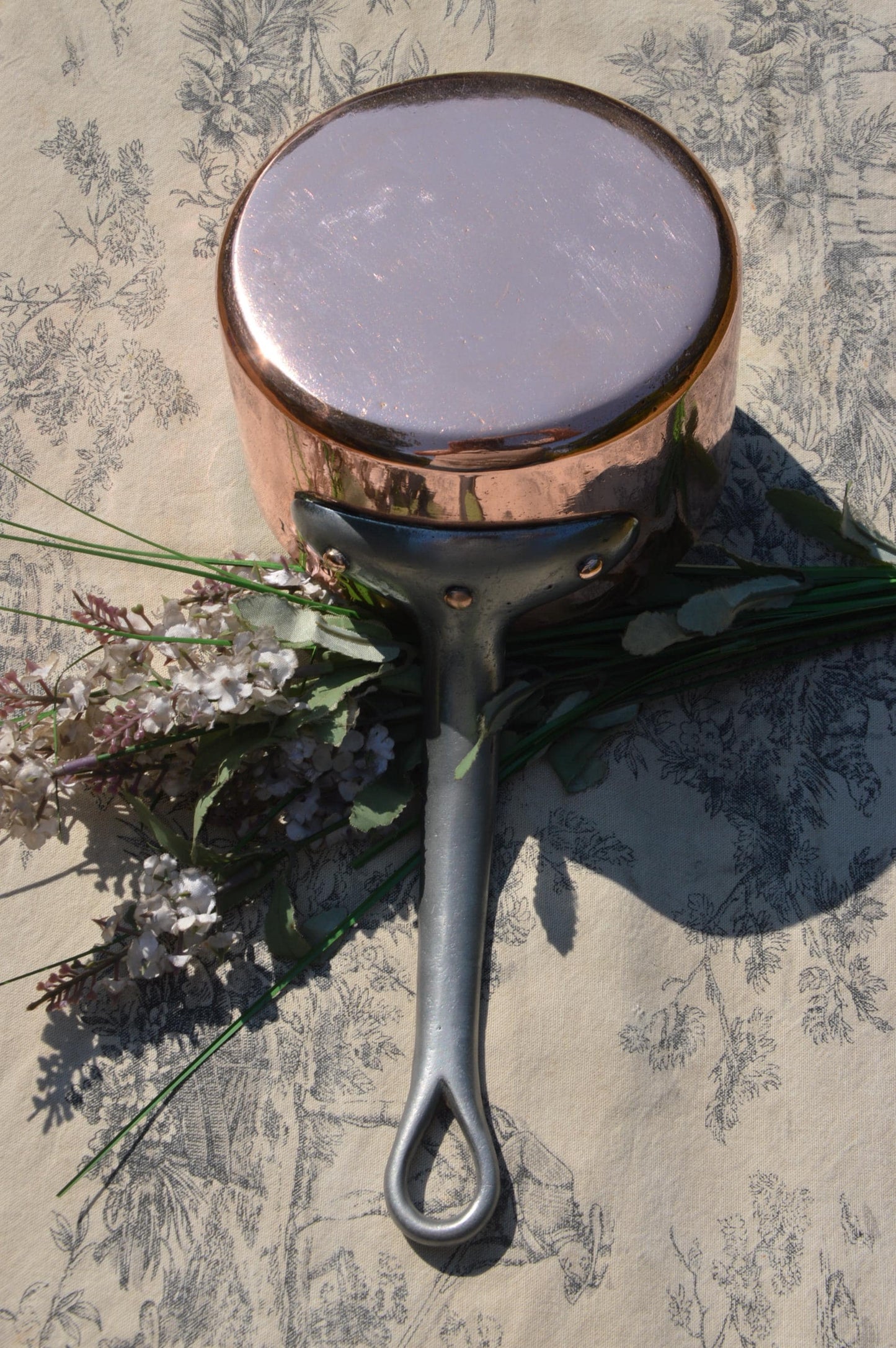 Antique 2mm Rim 14cm 5 1/2" 1.26 Kilos 2lbs 12.9 ozs New In-House Artisan Tin French Pan Forged Iron Handle Minor Edge Dent