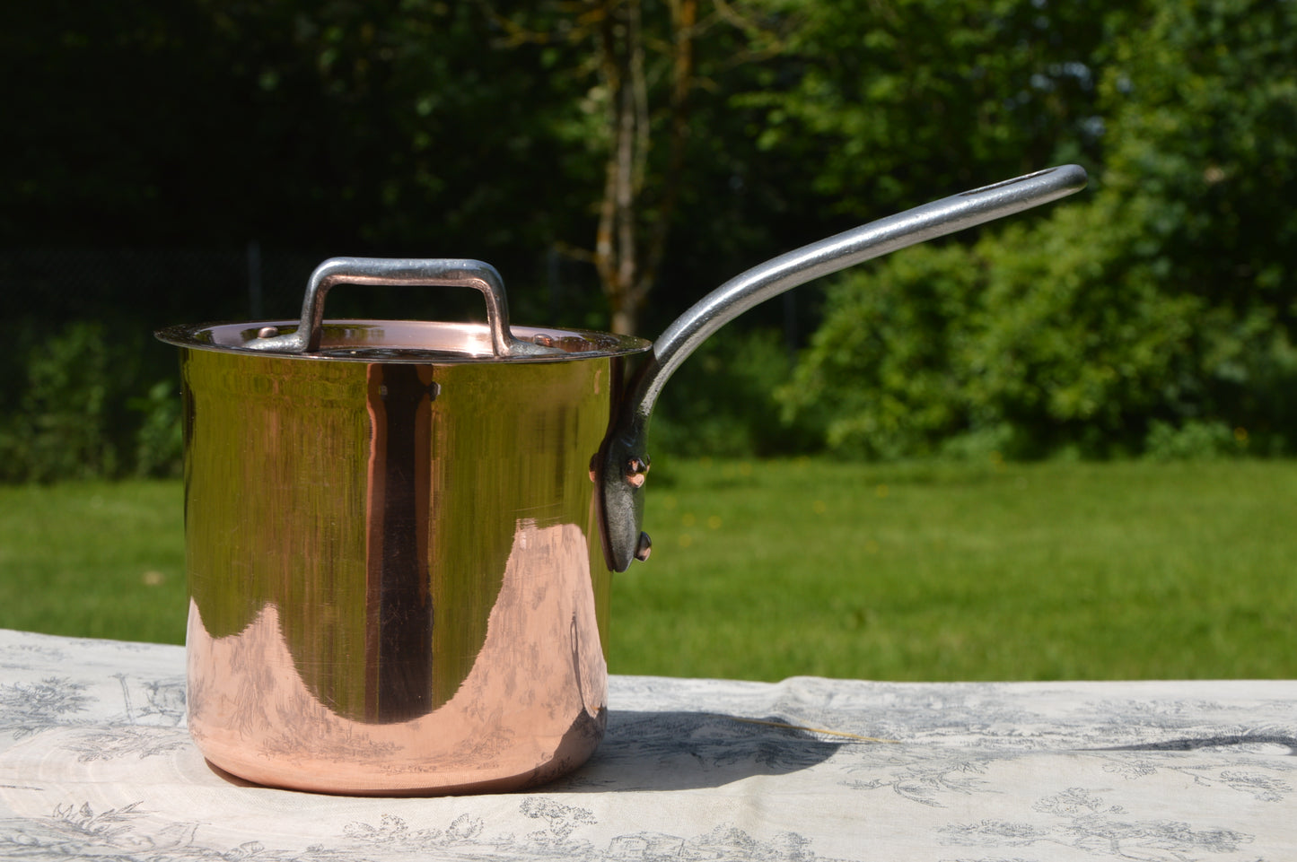 Vintage G Leclerc Pinsac French Copper Pan Patisserie Milk Bain Marie Sauce Tall 2.5mm Refurbished New Artisan Hand Wiped Tin