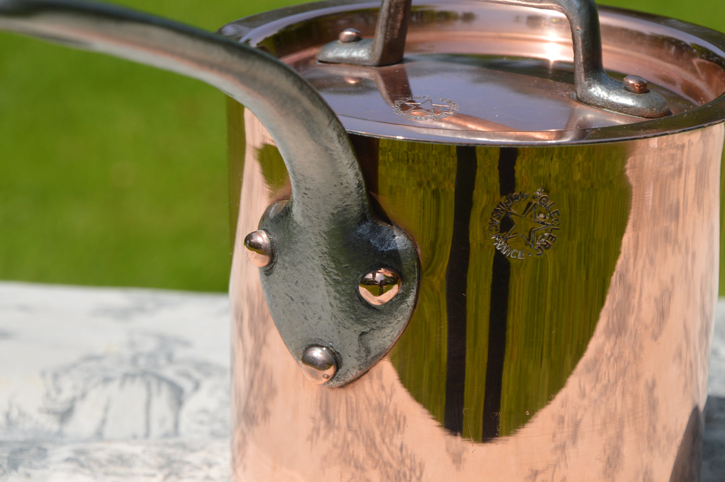 Vintage G Leclerc Pinsac French Copper Pan Patisserie Milk Bain Marie Sauce Tall 2.5mm Refurbished New Artisan Hand Wiped Tin
