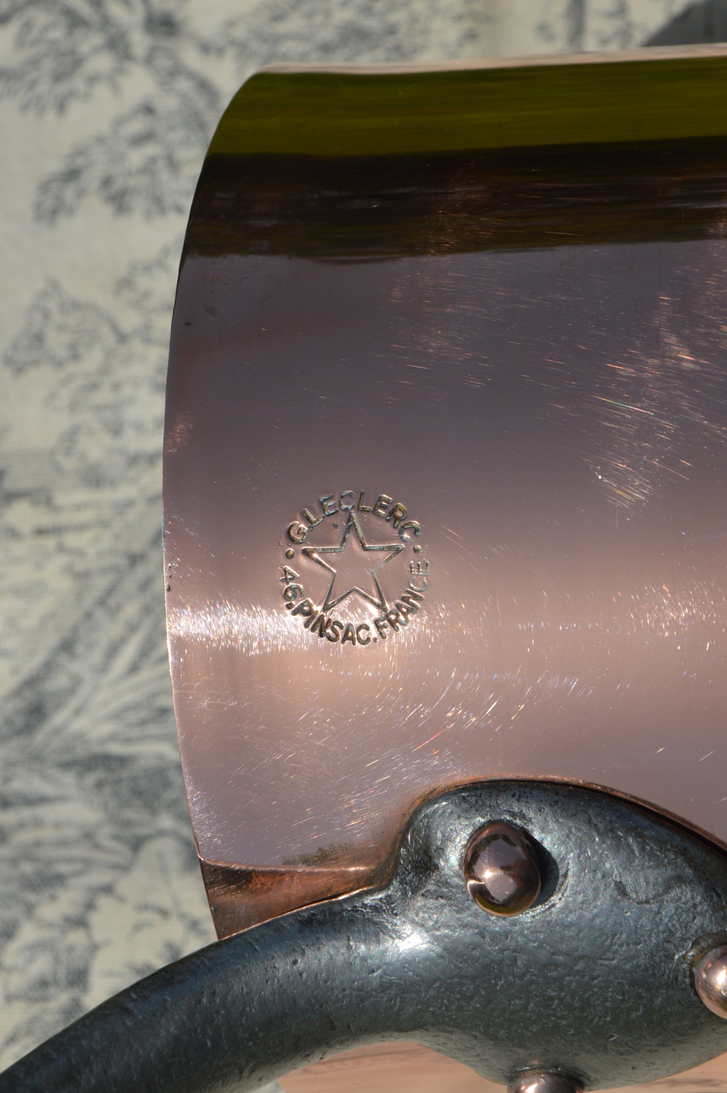 Vintage G Leclerc Pinsac French Copper Pan Patisserie Milk Bain Marie Sauce Tall 2.5mm Refurbished New Artisan Hand Wiped Tin