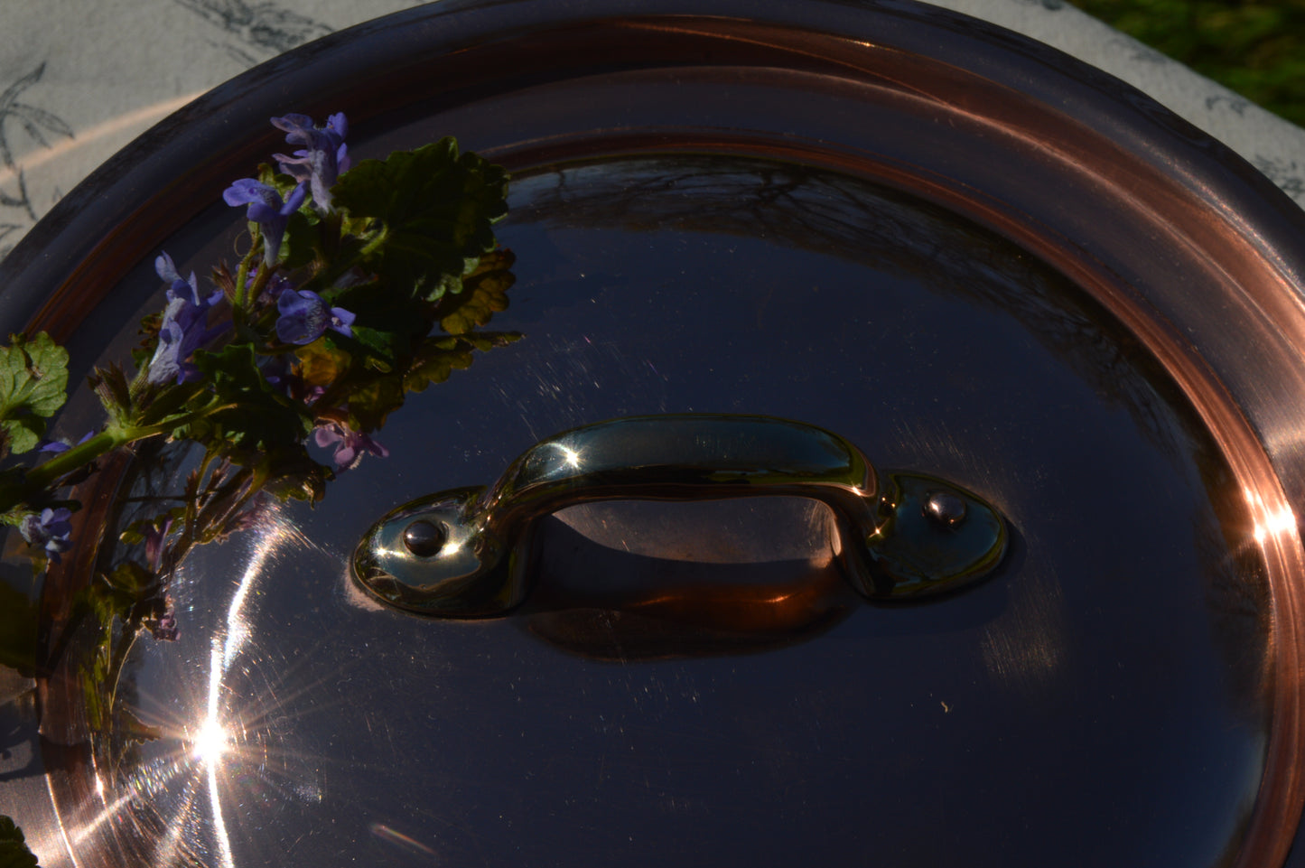 Copper Faitout Casserole New Tin Villedieu Made Vintage Copper Pot Rondeau Dutch Oven Lid 1.8mm Round 20cm 8" Big Pot