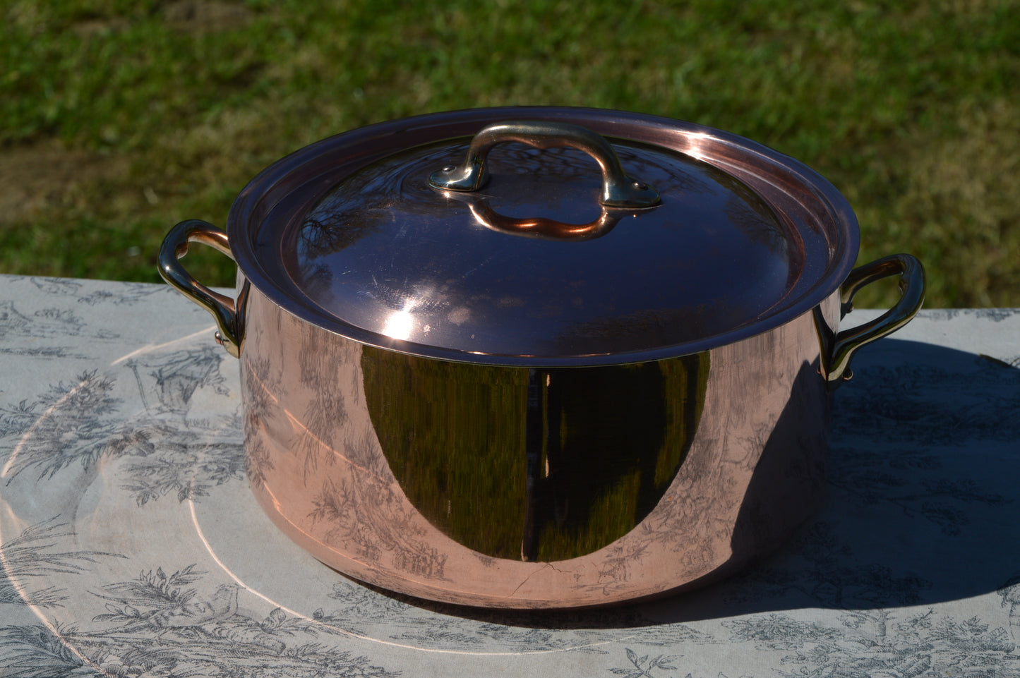 Vintage Copper Bassine à ragoût Casserole New Tin Made 24cm 9 1/2 Inch Vintage Copper Pot Dutch Oven Lid 2mm Round Big Pot