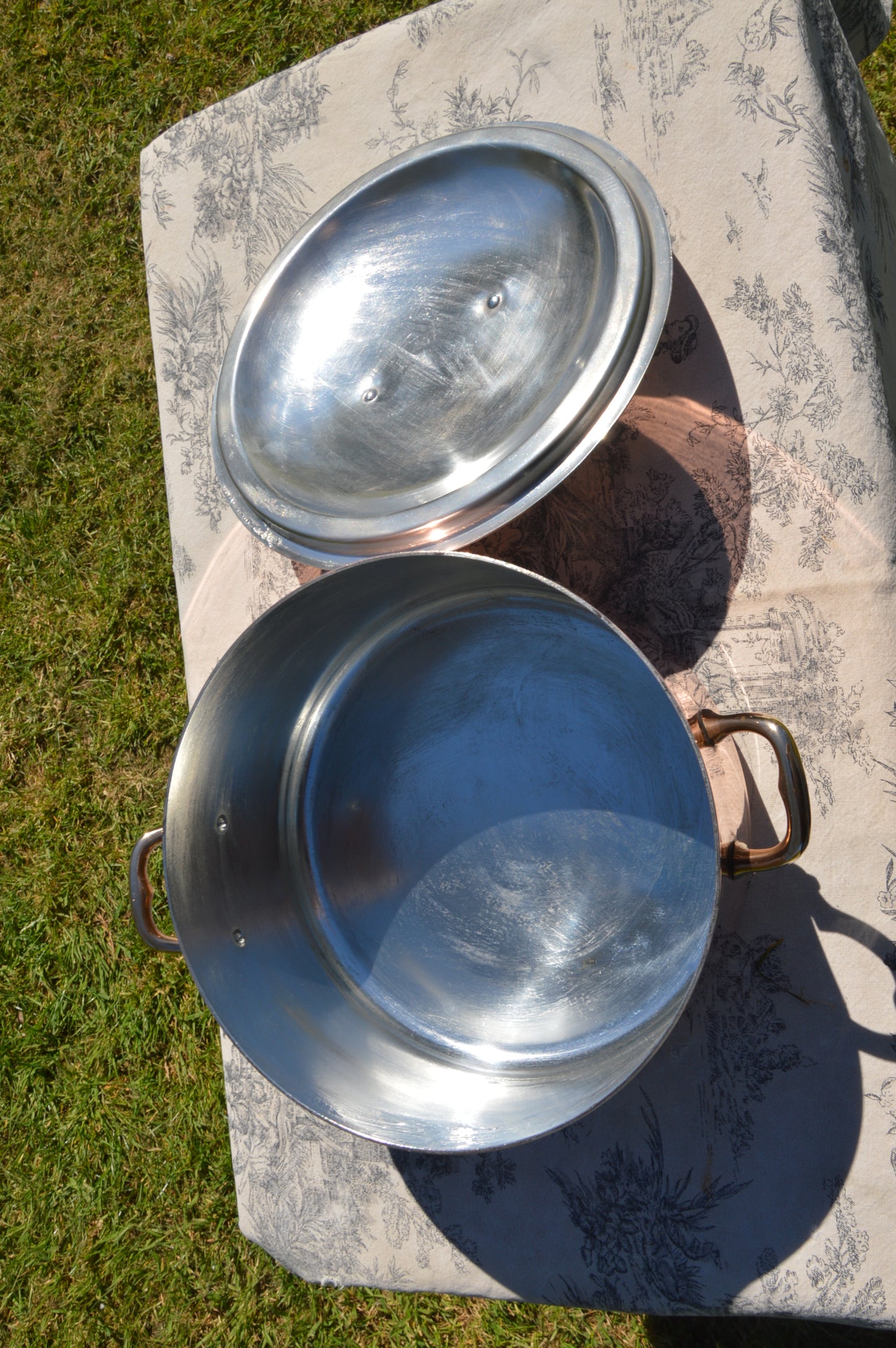 Vintage Copper Bassine à ragoût Casserole New Tin Made 24cm 9 1/2 Inch Vintage Copper Pot Dutch Oven Lid 2mm Round Big Pot
