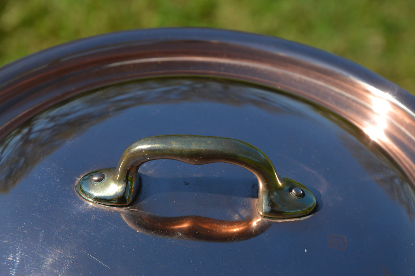Vintage Copper Bassine à ragoût Casserole New Tin Made 24cm 9 1/2 Inch Vintage Copper Pot Dutch Oven Lid 2mm Round Big Pot
