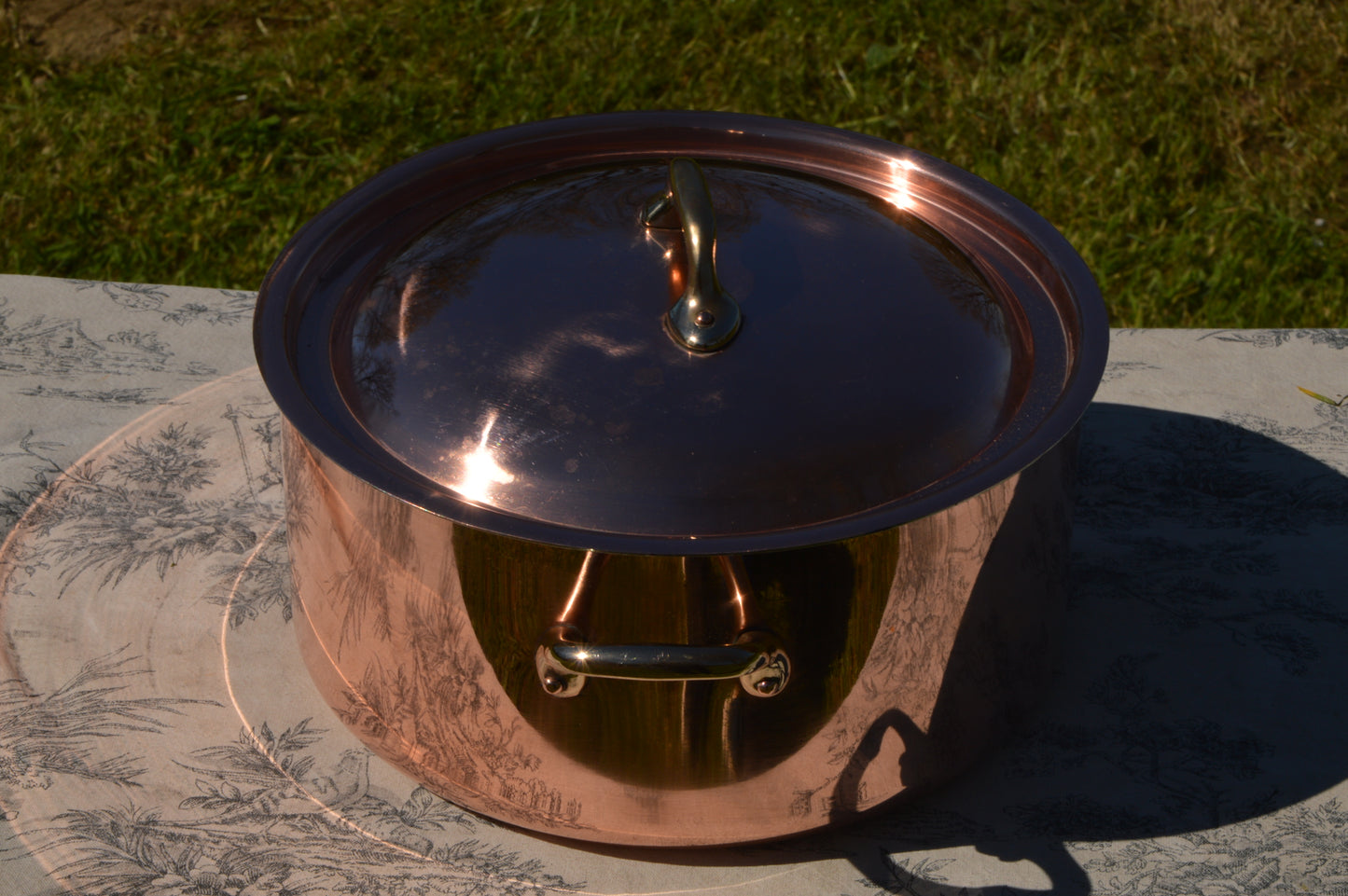 Vintage Copper Bassine à ragoût Casserole New Tin Made 24cm 9 1/2 Inch Vintage Copper Pot Dutch Oven Lid 2mm Round Big Pot