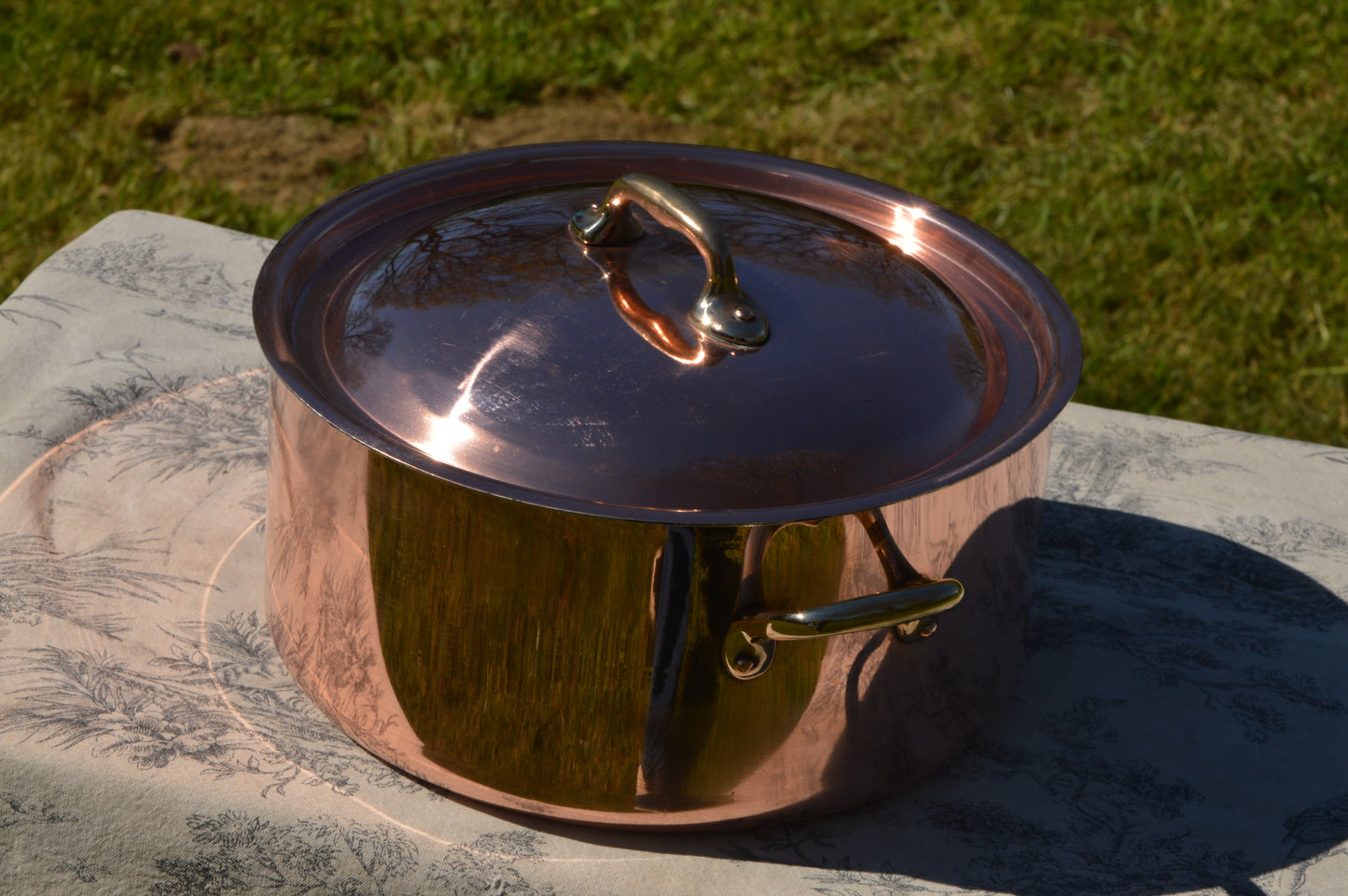 Vintage Copper Bassine à ragoût Casserole New Tin Made 24cm 9 1/2 Inch Vintage Copper Pot Dutch Oven Lid 2mm Round Big Pot