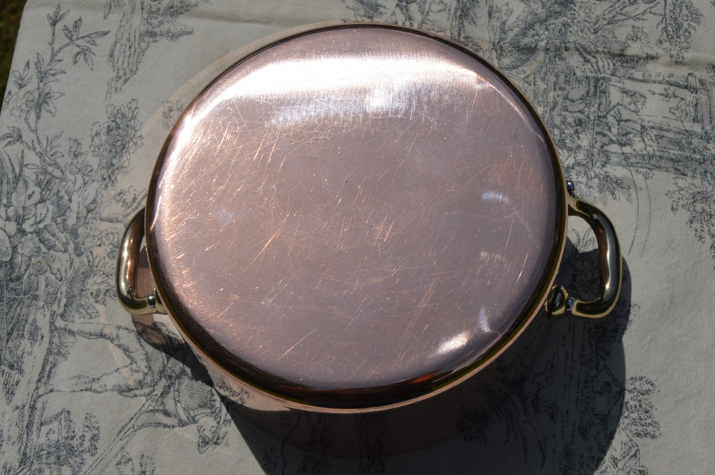 Vintage French Copper Casserole Pan Pot Dutch Oven Lid New Hand Wiped Tin Cocotte 1.6mm Oval 20cm 8" Made In France Villedieu Made