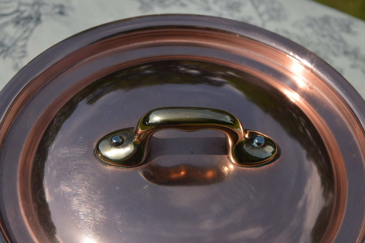Vintage French Copper Casserole Pan Pot Dutch Oven Lid New Hand Wiped Tin Cocotte 1.6mm Oval 20cm 8" Made In France Villedieu Made