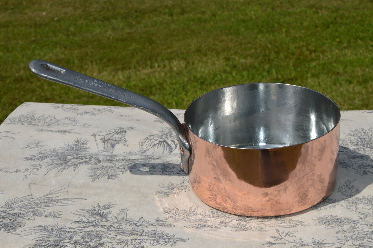 A La Menagere Copper Saucepan 16cm 6 1/4" Antique French Professional 1.5mm Forged Iron Handle New In House Tin Lined