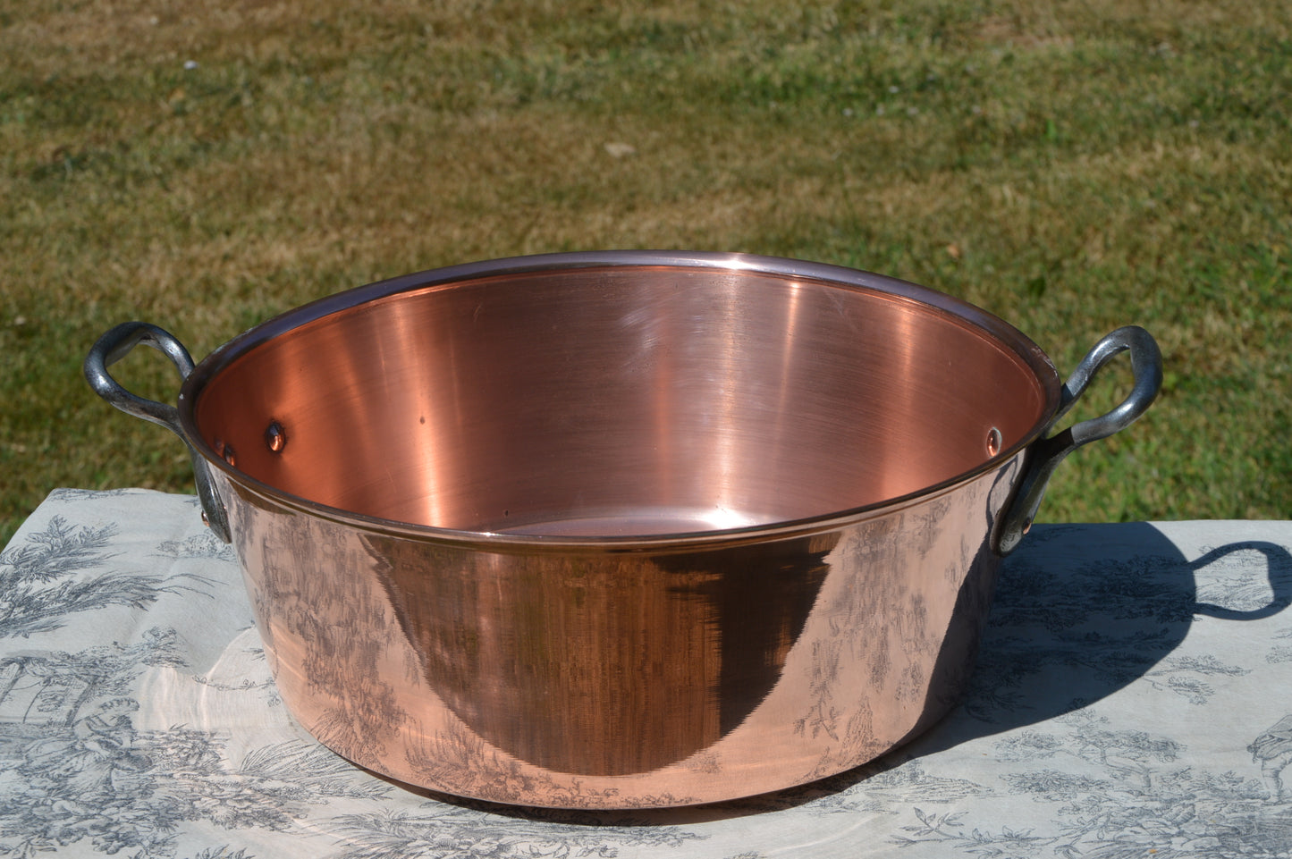 Jam Pan Antique Copper Professional Jelly Pan 37.5cm Thick 1.8mm 3.9 kilos 8 lbs 10.4 oz Copper Cast Iron Handles