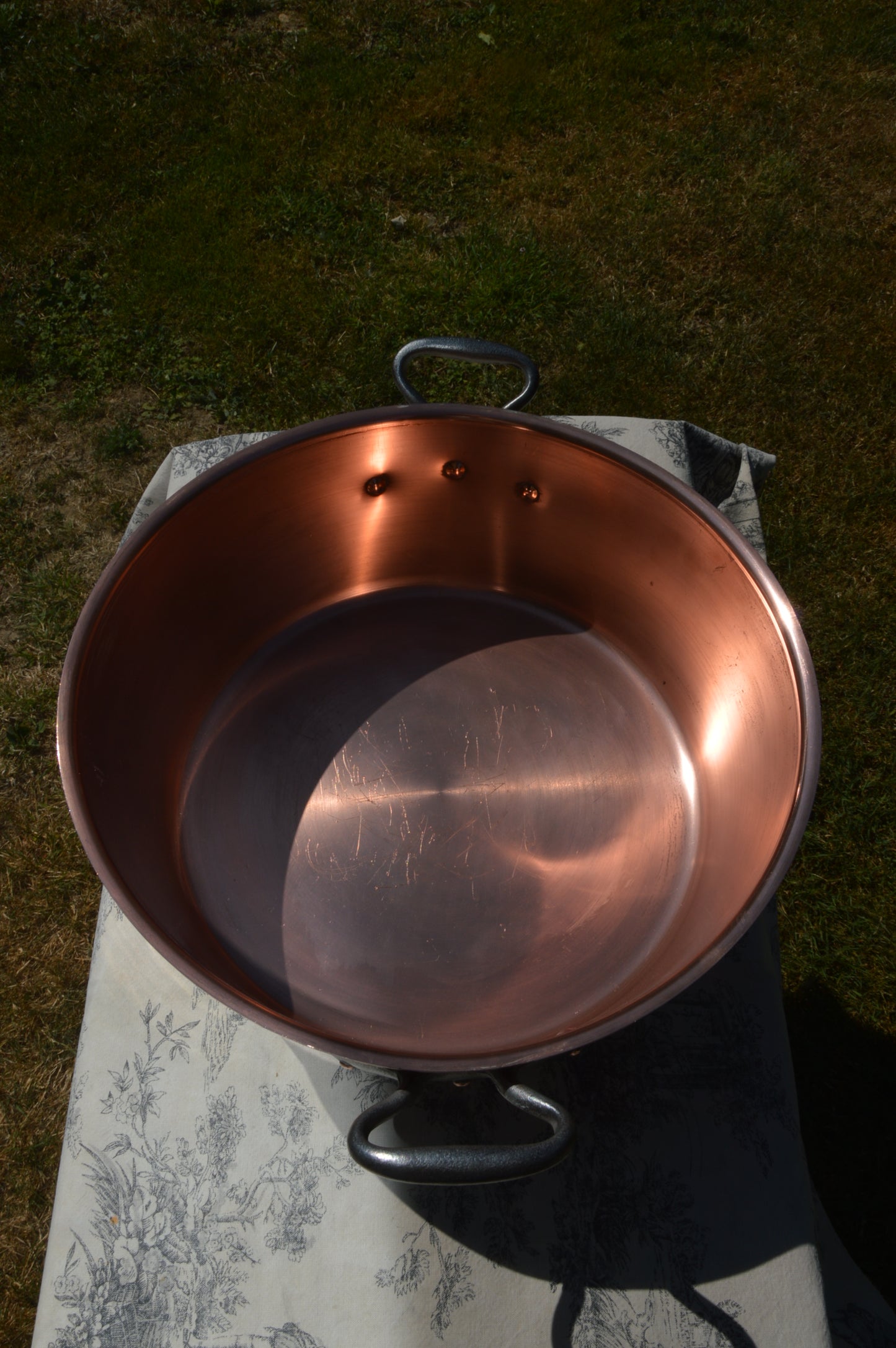 Jam Pan Antique Copper Professional Jelly Pan 37.5cm Thick 1.8mm 3.9 kilos 8 lbs 10.4 oz Copper Cast Iron Handles