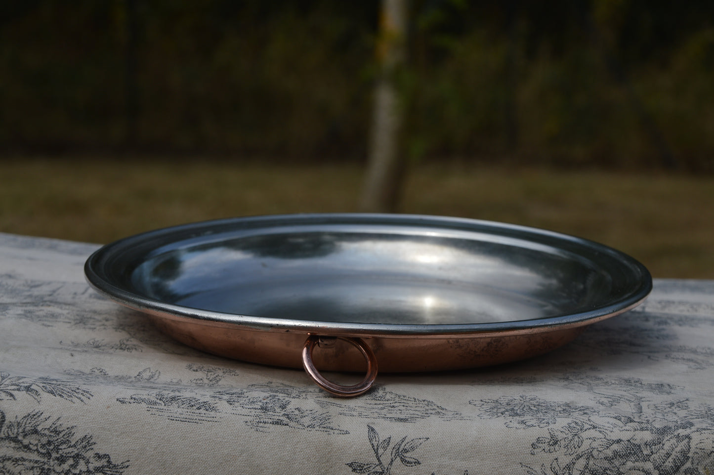Copper Pie Plate Gratin Pan French Antique Copper New Villedieu Artisan Tin Roasting Dish Round Oven 23.5cm 9 1/4" Ring Handle