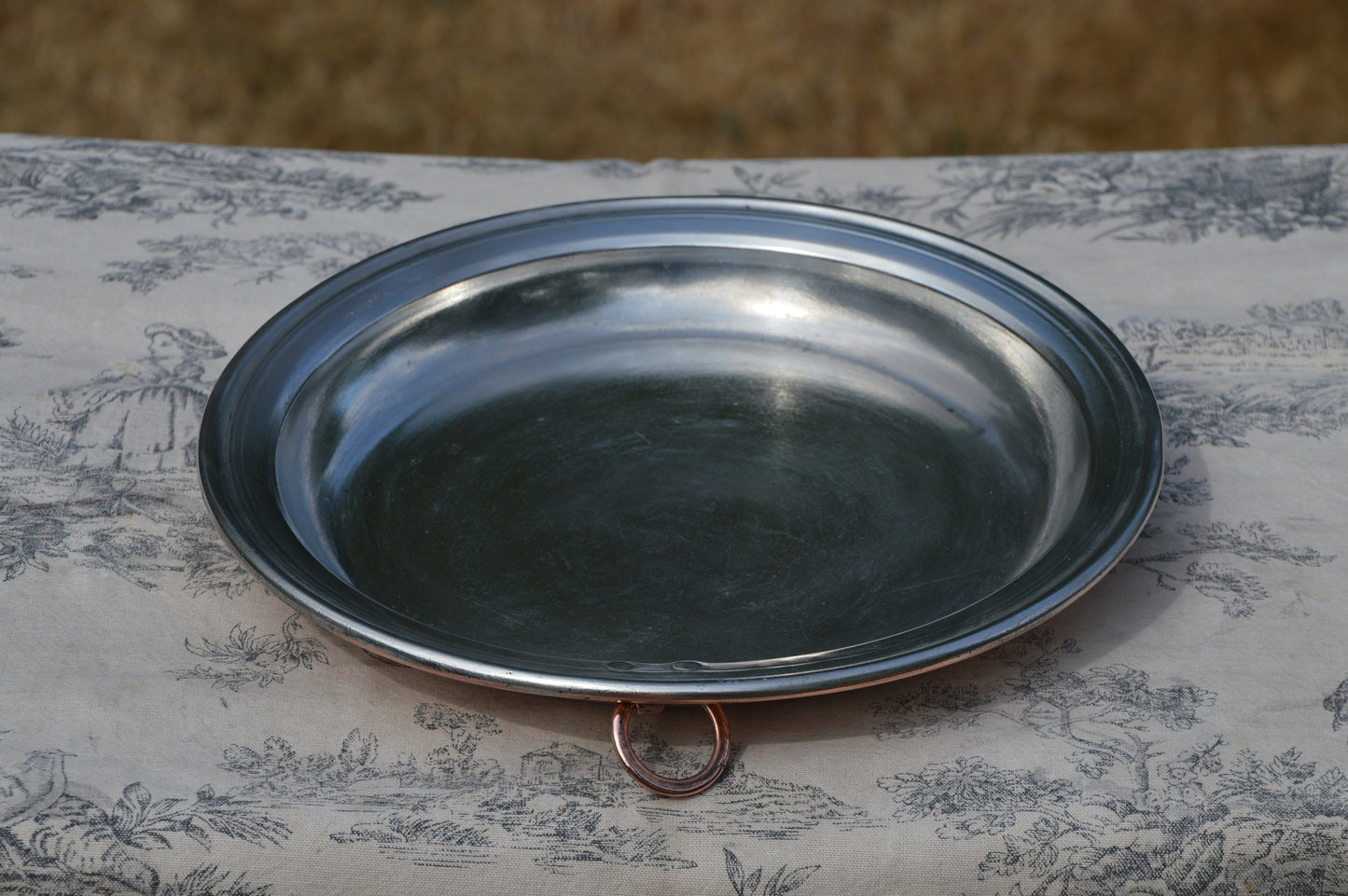 Copper Pie Plate Gratin Pan French Antique Copper New Villedieu Artisan Tin Roasting Dish Round Oven 23.5cm 9 1/4" Ring Handle