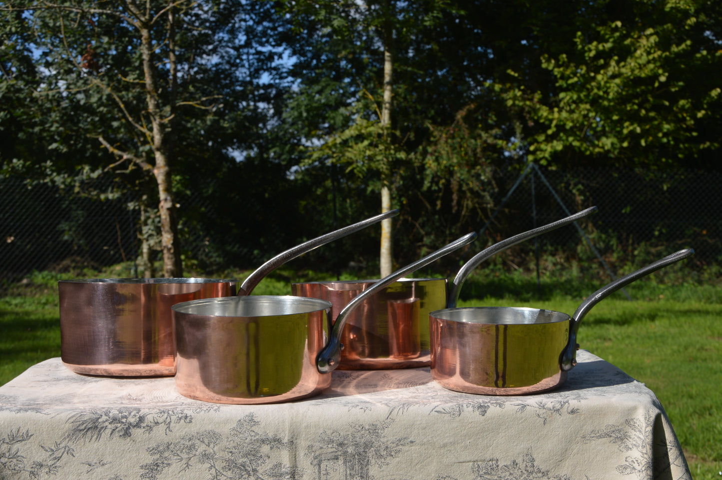Vintage French Copper Pans - Villedieu YG - Restaurant Quality Set of Four New Tin