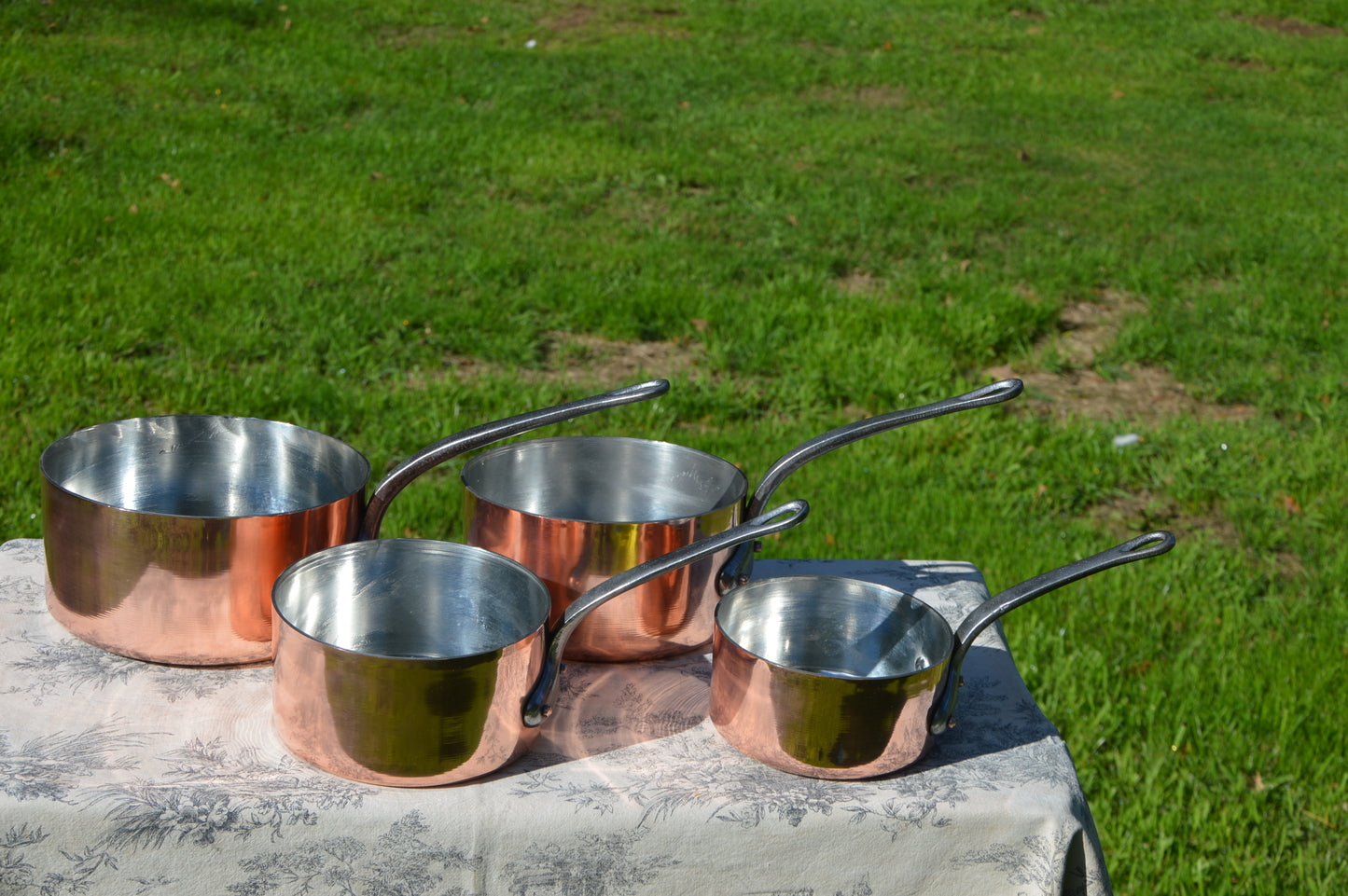 Vintage French Copper Pans - Villedieu YG - Restaurant Quality Set of Four New Tin