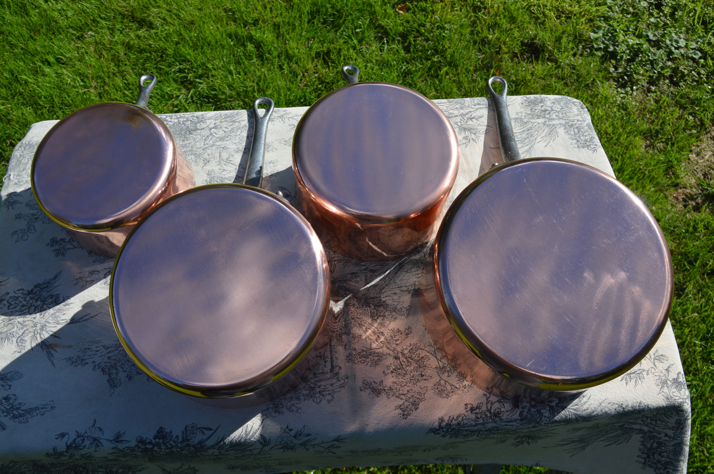 Vintage French Copper Pans - Villedieu YG - Restaurant Quality Set of Four New Tin