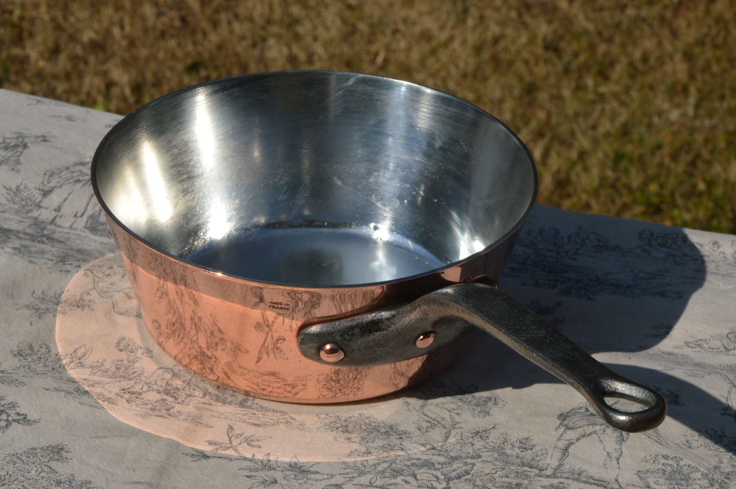 Sauteuse Évasée en Cuivre Français 2,3mm Windsor 21cm 8 1/4" Neuf Bill Cox Étamé à la Main Vintage Professionnel Estampillé Fabriqué en France