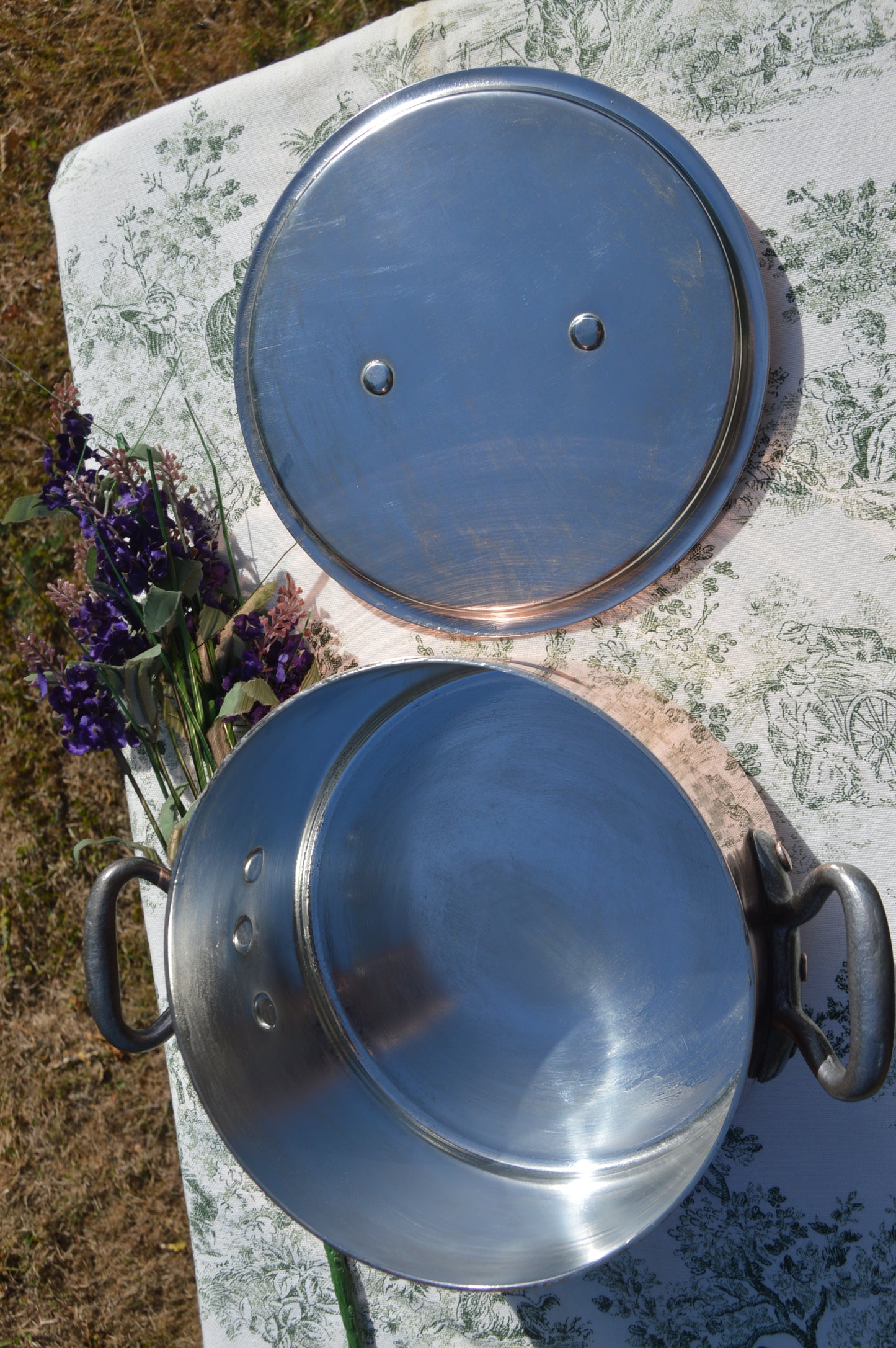 Vintage French Copper Casserole Pan Pot Round  Dutch Oven New Bill Cox Hand Wiped Tin France Made 2.2mm Faitout Pot 20.5cm 8 1/8