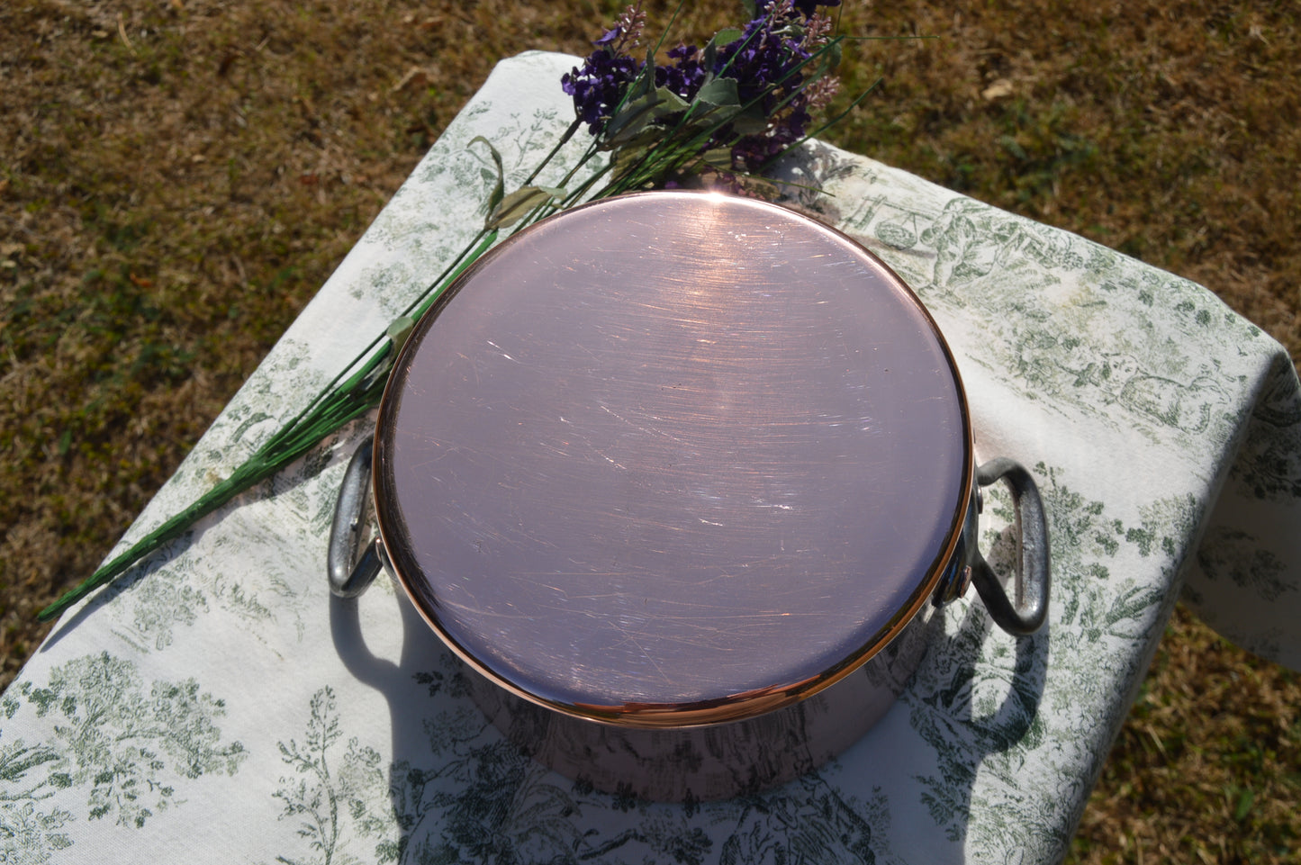 Vintage French Copper Casserole Pan Pot Round  Dutch Oven New Bill Cox Hand Wiped Tin France Made 2.2mm Faitout Pot 20.5cm 8 1/8
