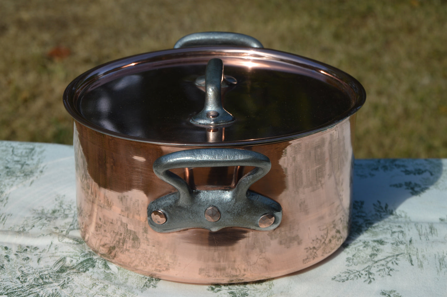 Vintage French Copper Casserole Pan Pot Round  Dutch Oven New Bill Cox Hand Wiped Tin France Made 2.3mm Faitout Pot 22.5cm 8 7/8