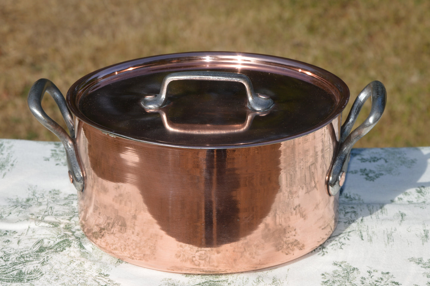 Vintage French Copper Casserole Pan Pot Round  Dutch Oven New Bill Cox Hand Wiped Tin France Made 2.3mm Faitout Pot 22.5cm 8 7/8