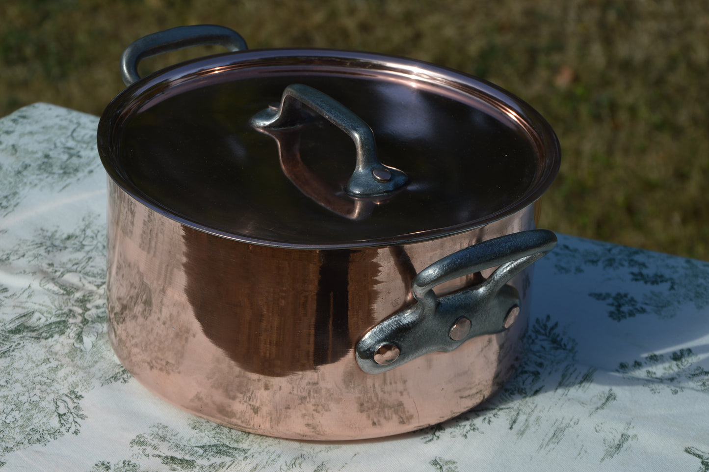 Vintage French Copper Casserole Pan Pot Round  Dutch Oven New Bill Cox Hand Wiped Tin France Made 2.3mm Faitout Pot 22.5cm 8 7/8