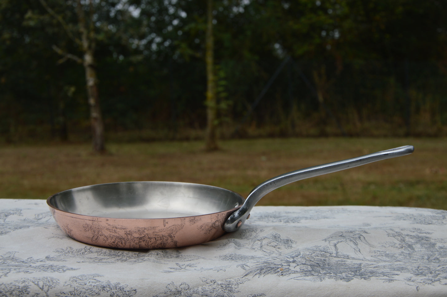 Vintage 3.3mm Copper Frying Pan Copper Saute Iron Handle Professional French Fabrication Francaise Skillet Nickel Lined Copper