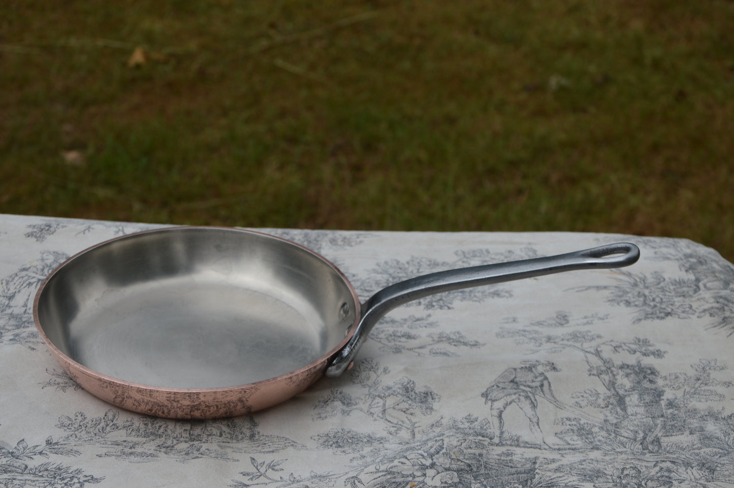 Vintage 3.3mm Copper Frying Pan Copper Saute Iron Handle Professional French Fabrication Francaise Skillet Nickel Lined Copper