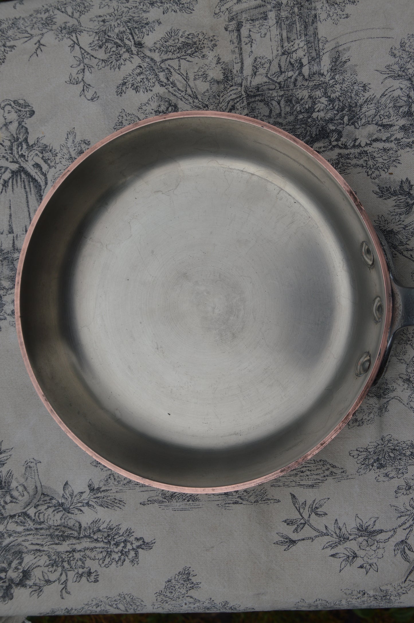 Vintage 3.3mm Copper Frying Pan Copper Saute Iron Handle Professional French Fabrication Francaise Skillet Nickel Lined Copper
