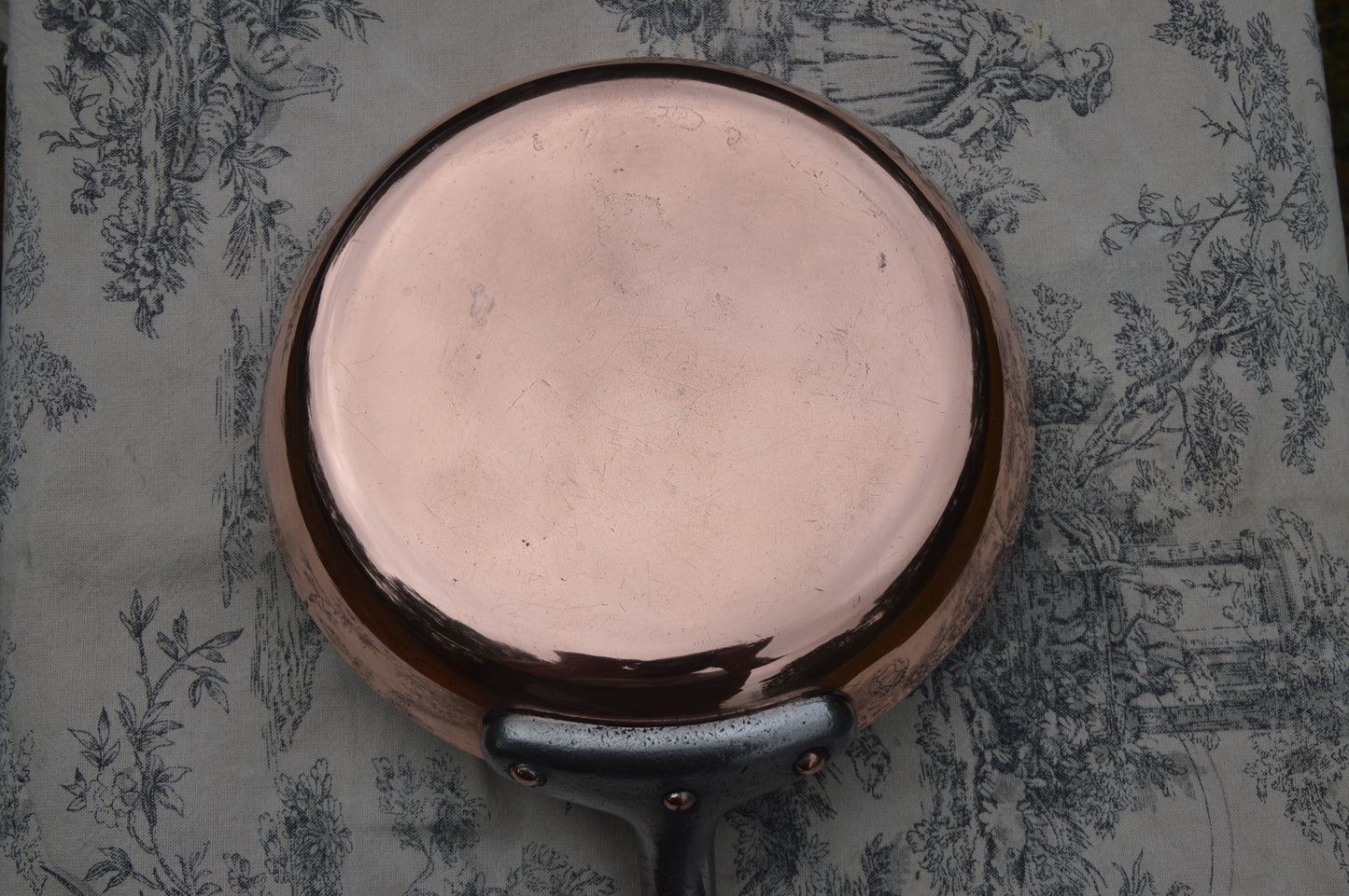 Vintage 3.3mm Copper Frying Pan Copper Saute Iron Handle Professional French Fabrication Francaise Skillet Nickel Lined Copper
