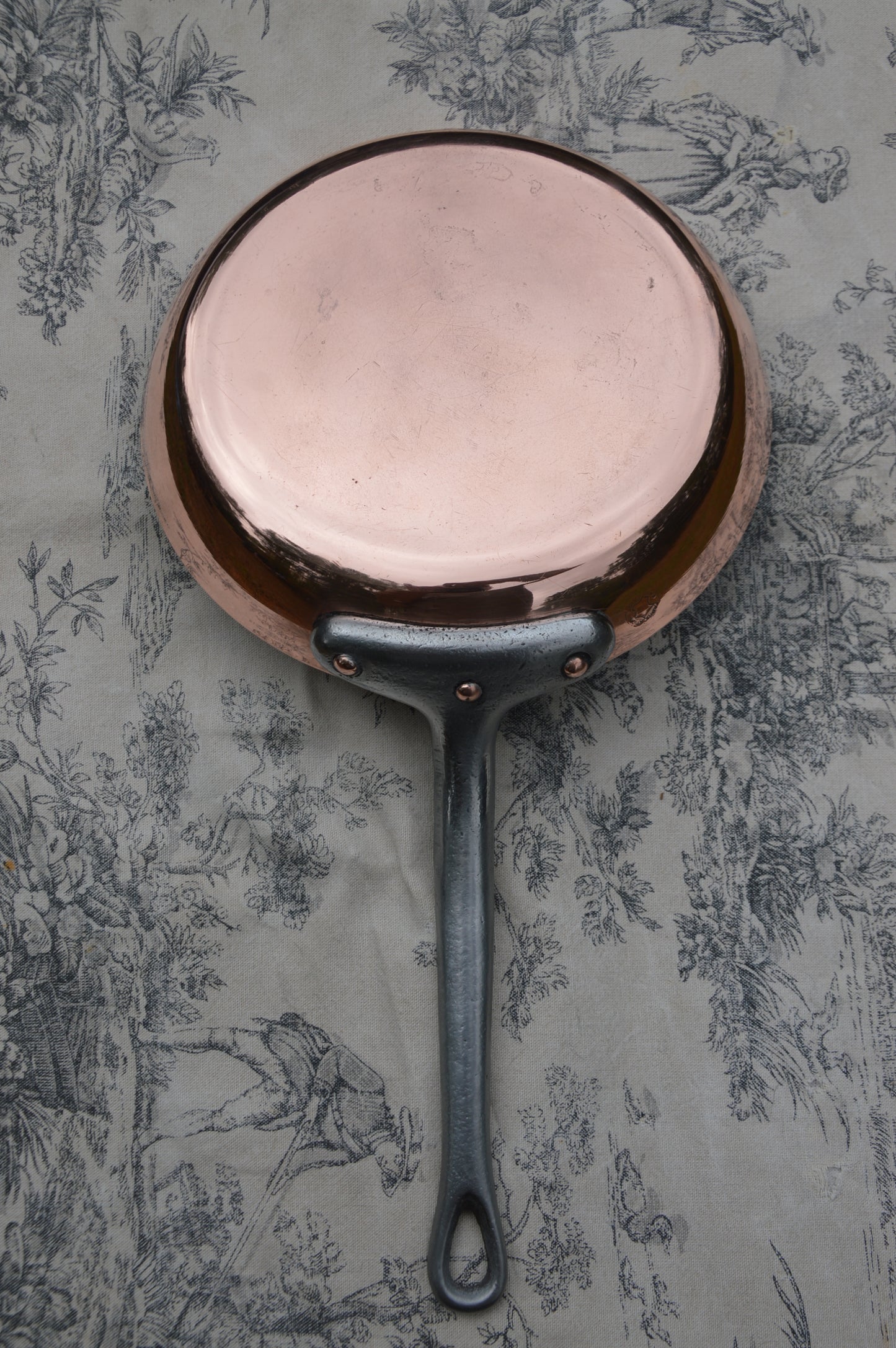 Vintage 3.3mm Copper Frying Pan Copper Saute Iron Handle Professional French Fabrication Francaise Skillet Nickel Lined Copper